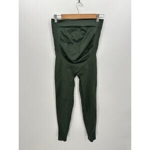 Blanqi Womens Everyday Maternity Leggings Size L Olive Green Belly Support